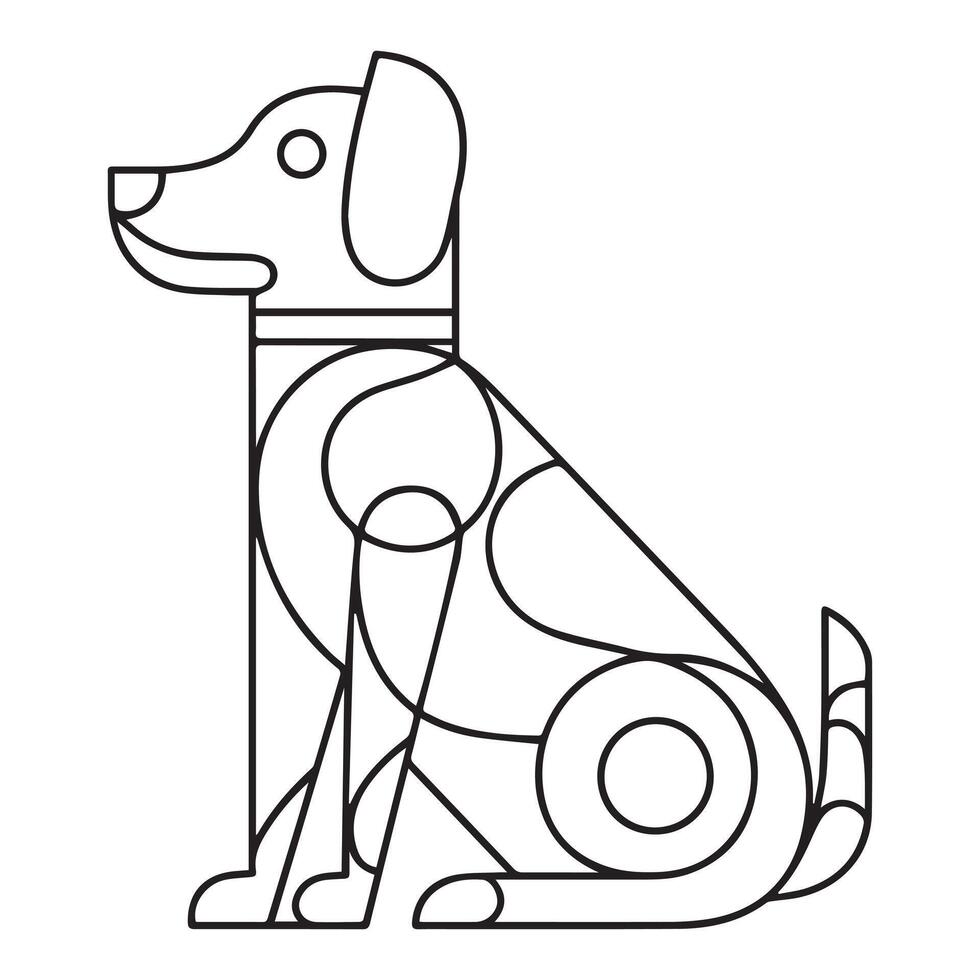 Cute cartoon little dog. Puppy. Color and black white illustration for coloring book vector