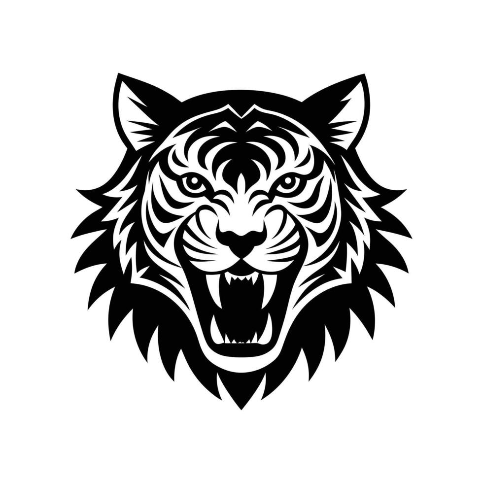 Fierce Tiger Head Silhouette vector