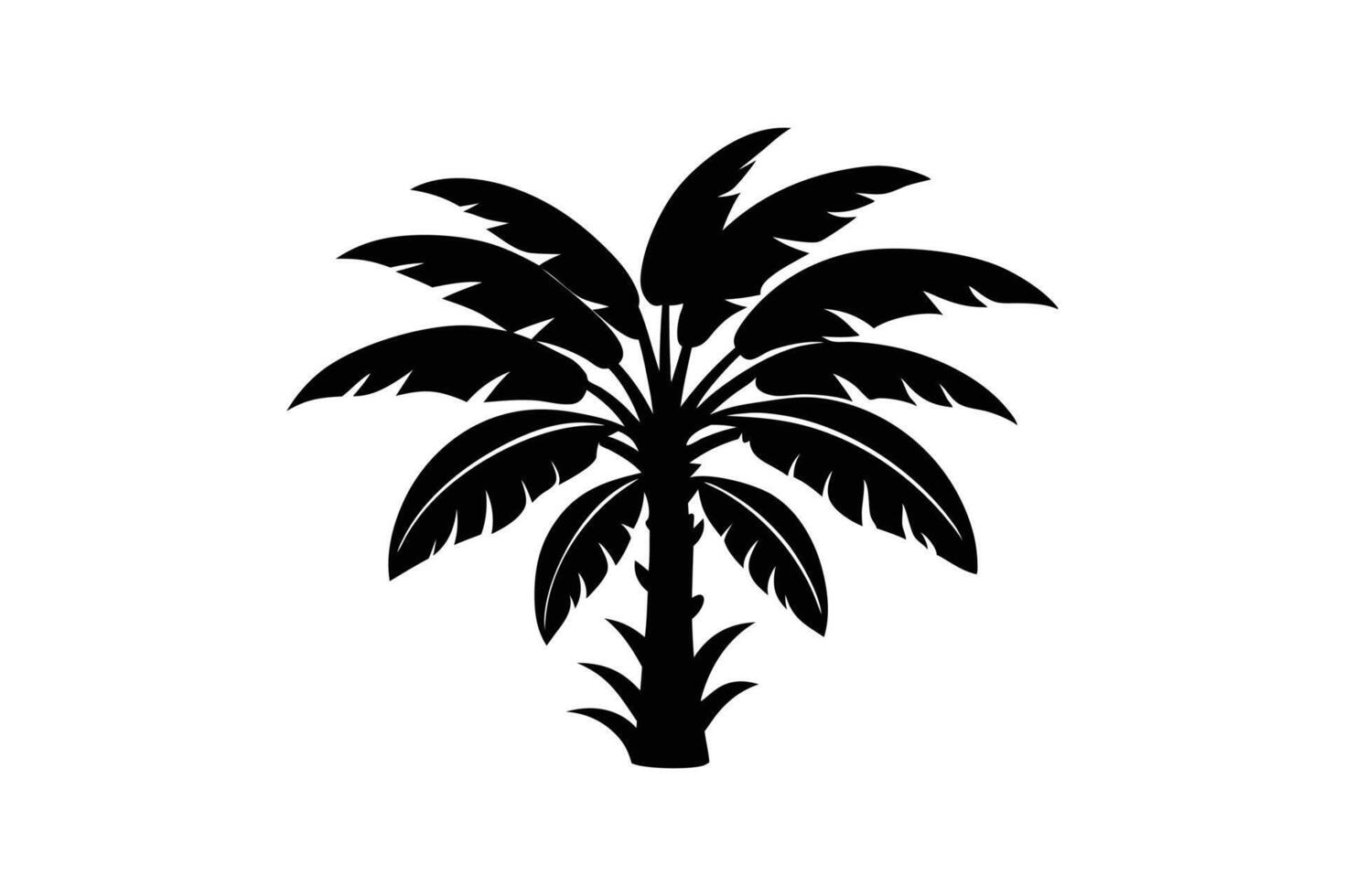 Tropical Banana Tree Silhouette Illustration vector