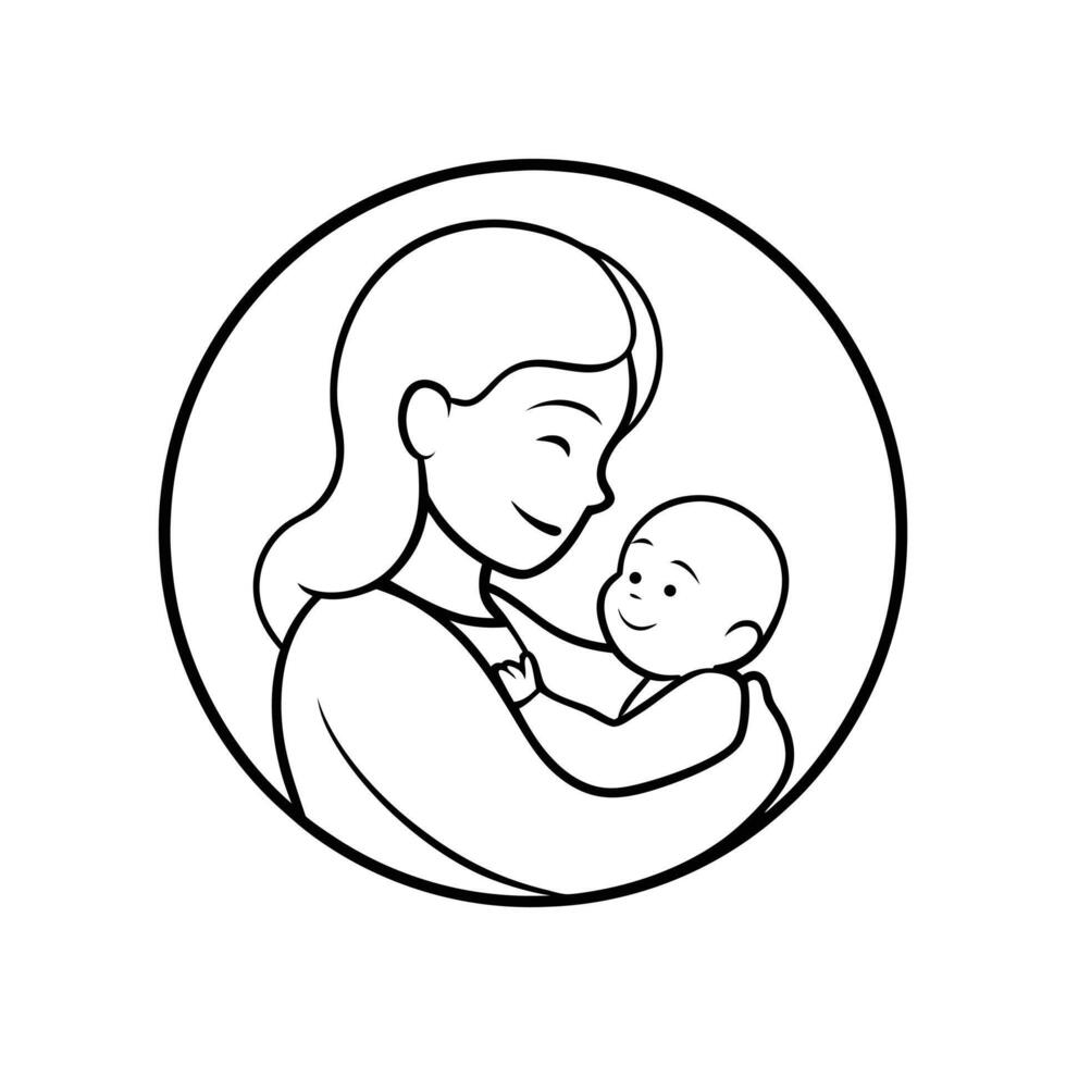 Beautiful Mother and Baby Silhouette Design vector
