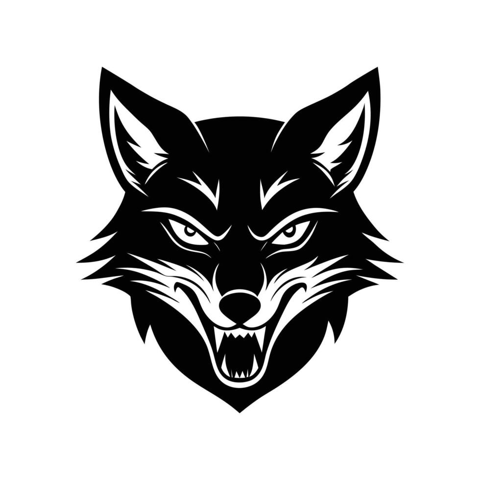 Minimalist wolf head silhouette design vector