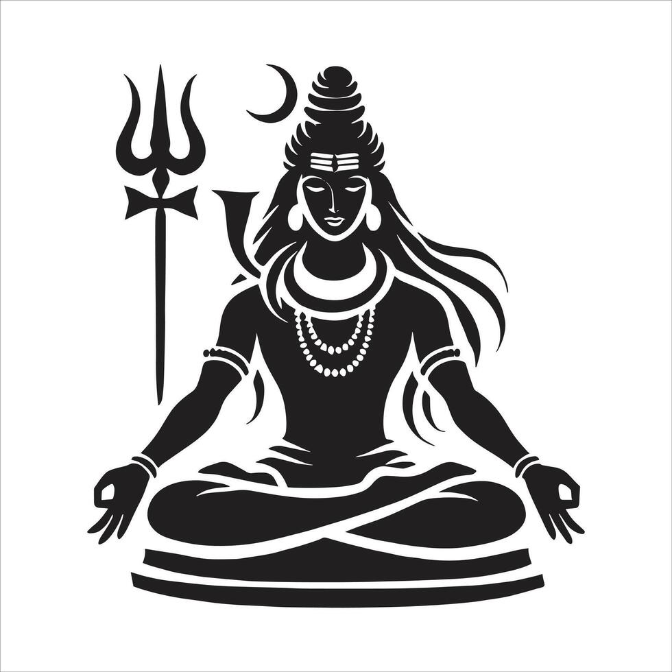 Lord Shiva Art Mahashivratri Special Mahakal Illustration Har Har Mahadev Tattoo Hindu God Silhouette vector