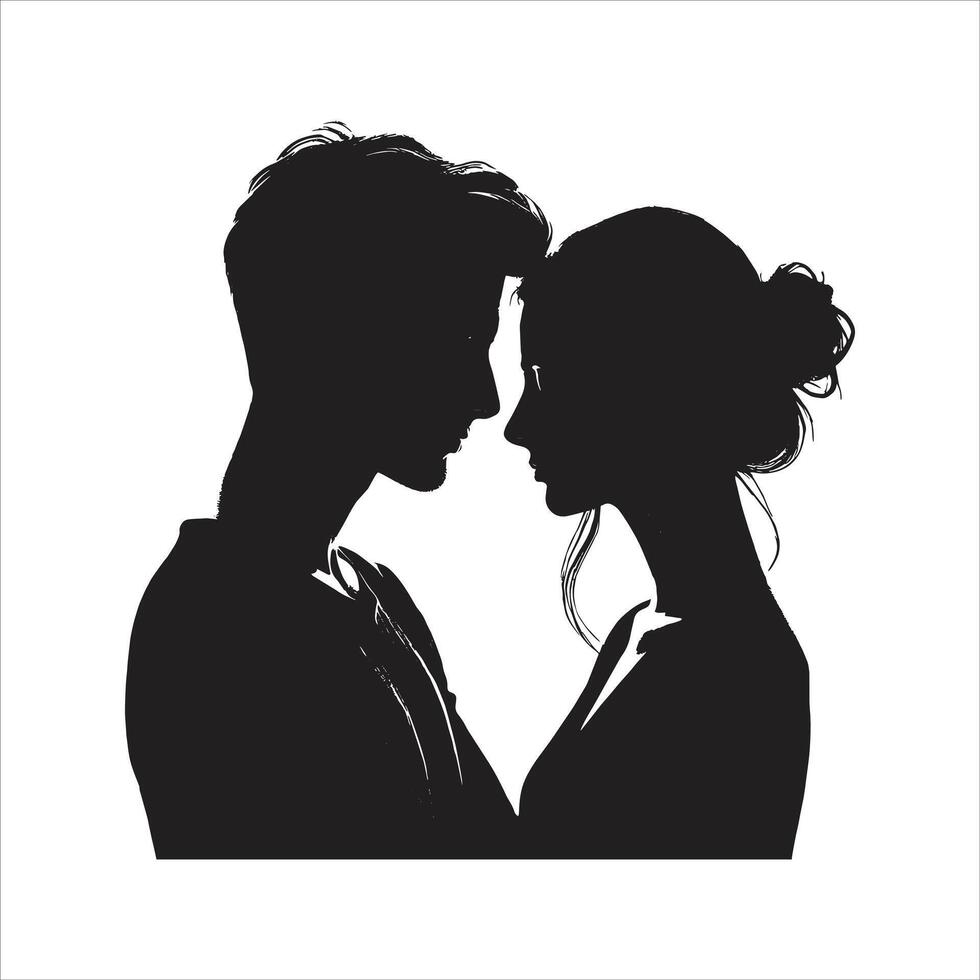 Hugging Romantic Couple Silhouette for Weddings and Happy Valentine's Day Design vector