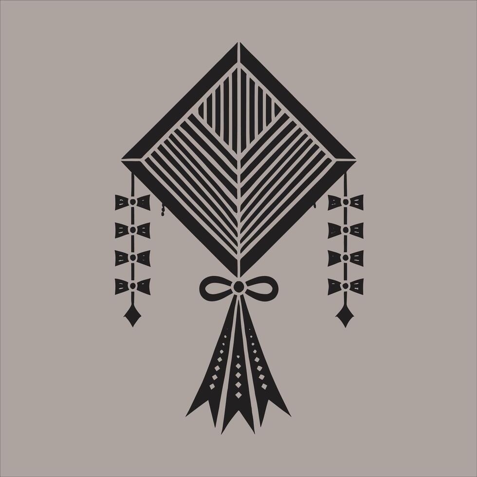 Flying Kite and Long Fabric Tail Design for Makar Sankranti Free Download vector