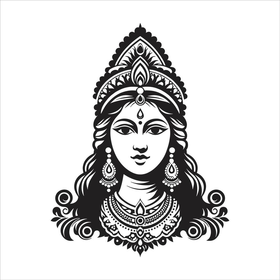 Maa Sharda Silhouette Religious Card Design with Saraswati Mata for Vasant Panchami Saraswati Puja Free Illustrations vector