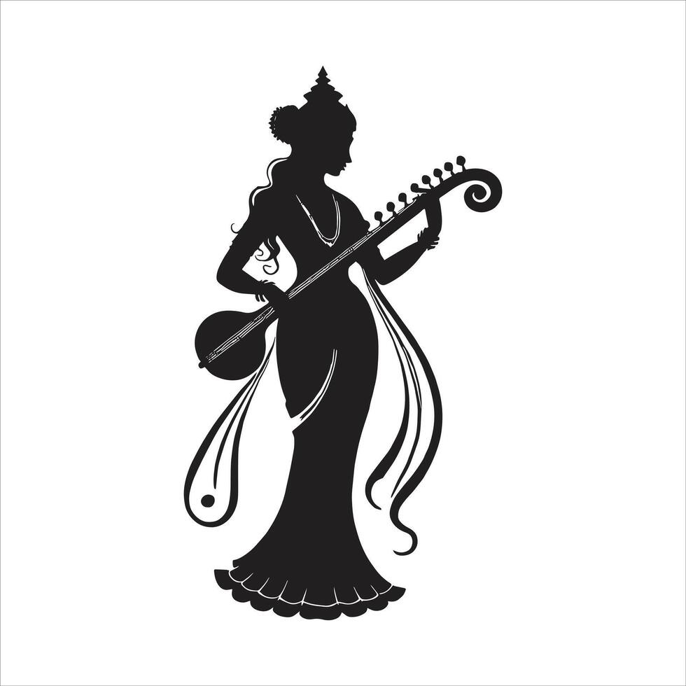 Goddess Maa Saraswati Religious Card Design for Basant Panchami and Saraswati Puja with Free Illustrations of Maa Sharda vector