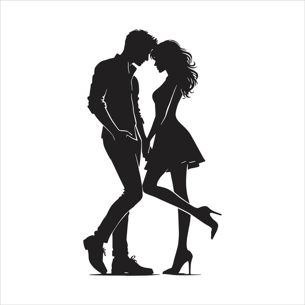 Relationship Silhouette of Boy and Girl for Valentine Week and Friendship Art vector