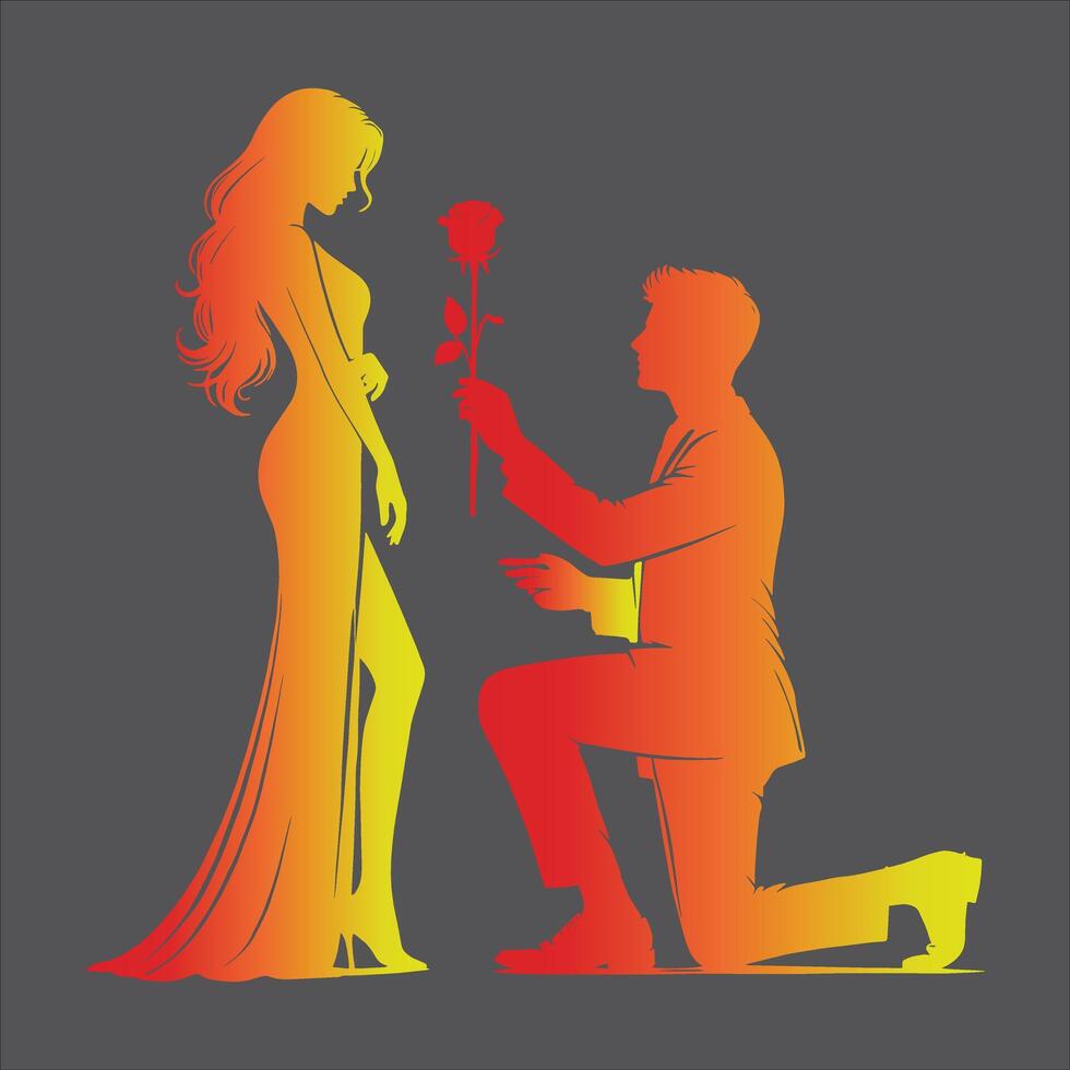 Relationship Silhouette of Romantic Couple Hugging for Happy Valentine's Day Art vector