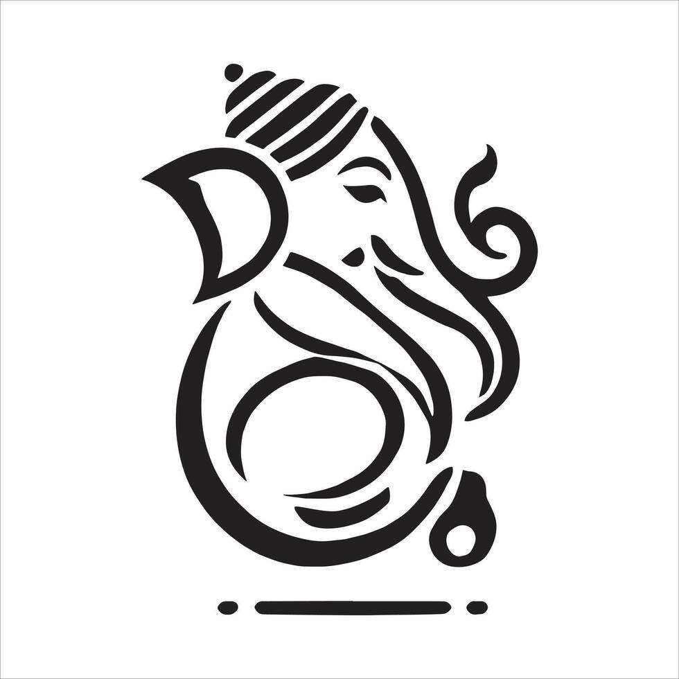 Ganesh Chaturthi Vinayaka Chavithi Black and White Hindu God Lord Ganesh Silhouette Design vector