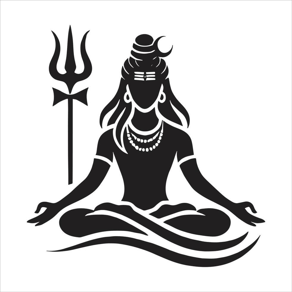 Lord Shiva Art Free Tattoo Mahashivratri Special Silhouette Mahakal Illustration Har Har Mahadev Hindu God vector
