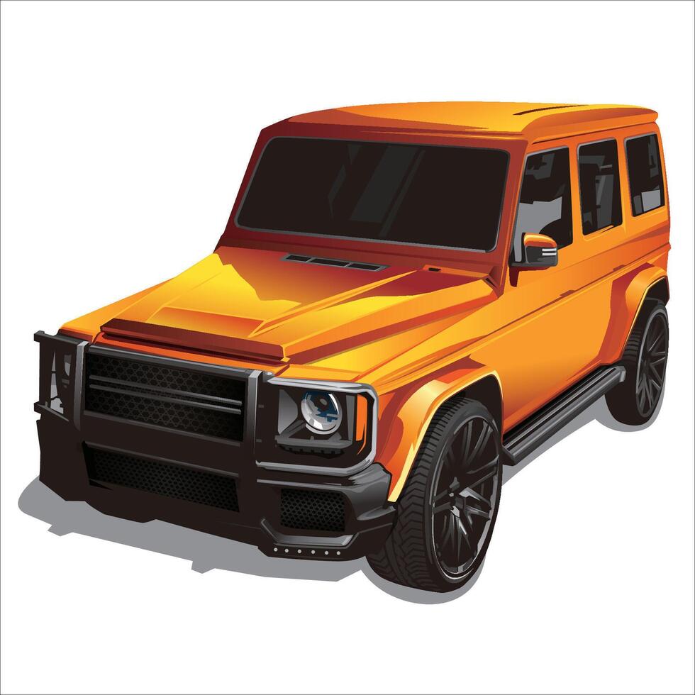 Realistic yellow car SUV in white background vector