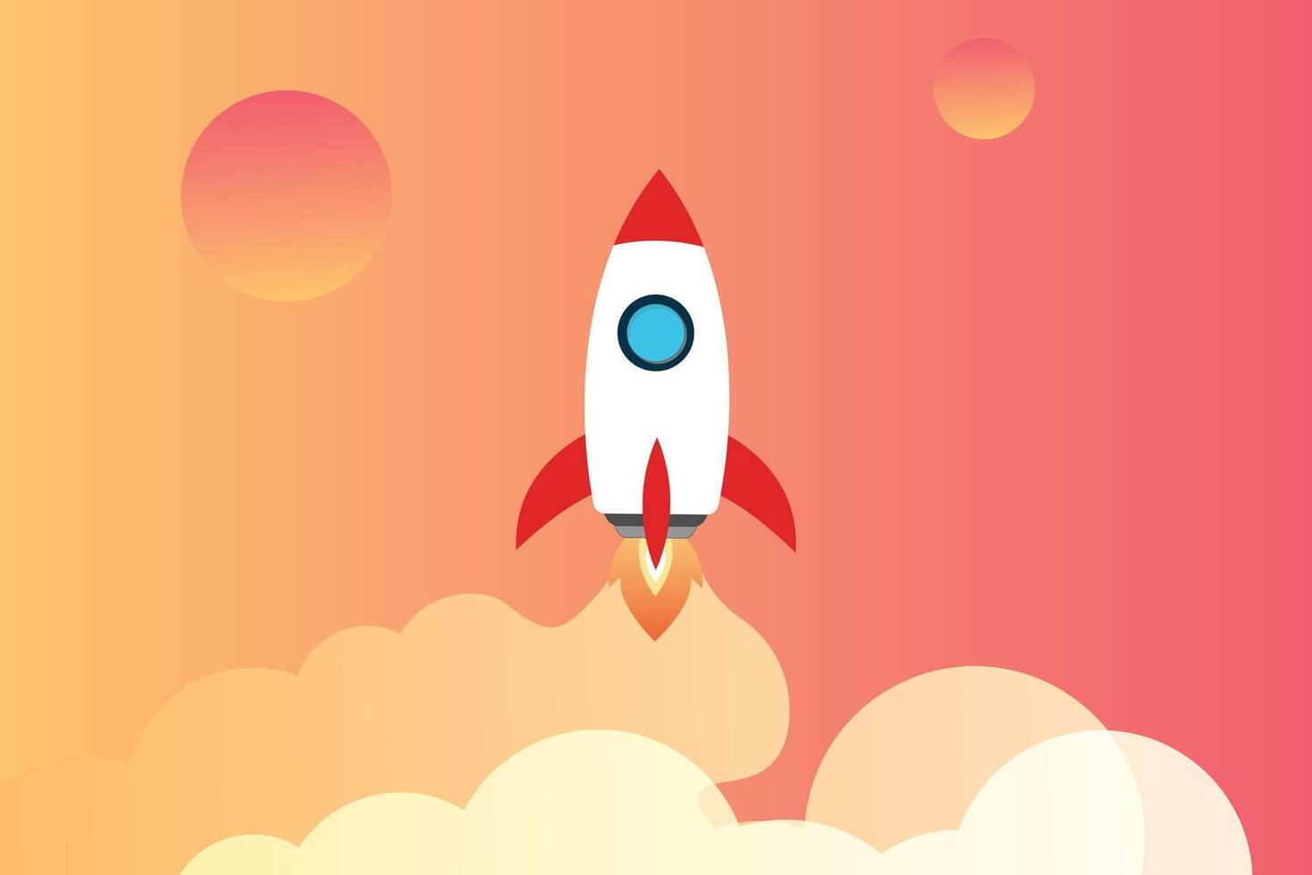 Business Rocket Concept for StartUp or Business Rocket Taking off from land vector