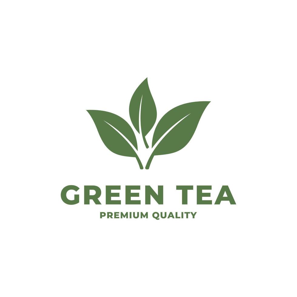 green tea logo design concept idea wit leaf tree icon vector