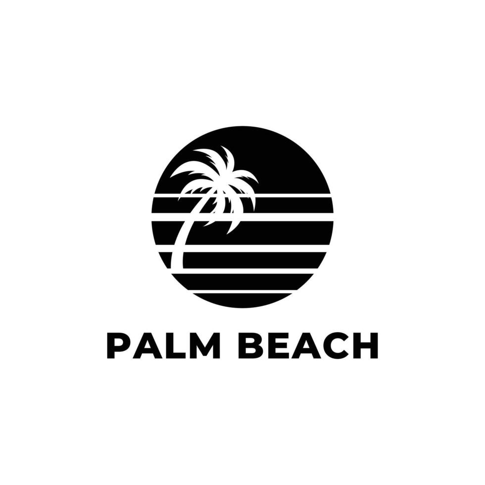 palm beach silhouette logo design template vector