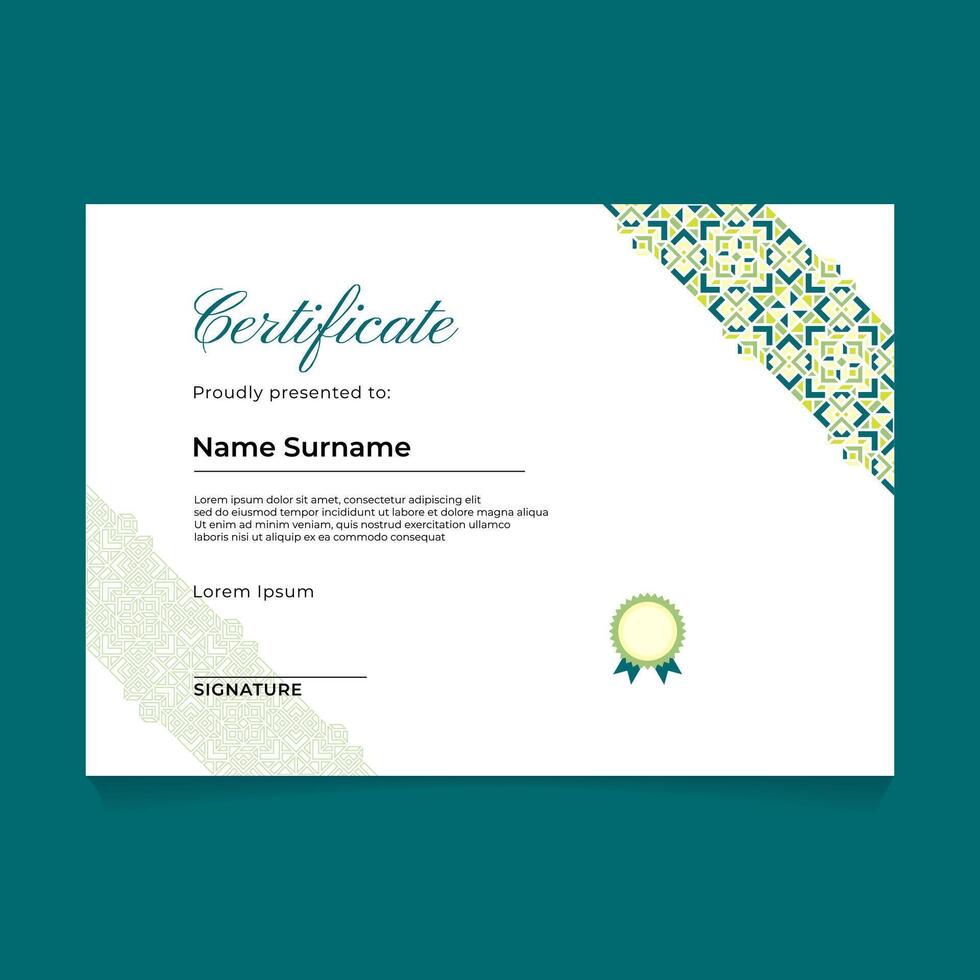 Certificate Design with Oriental Diagonal Ornament vector