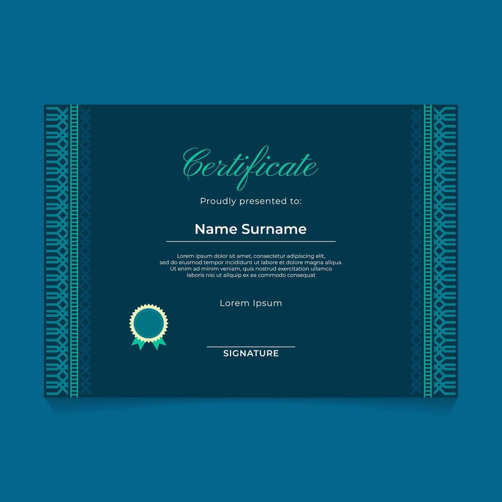 Certificate Template Design with Geometric Ornament on The Side vector