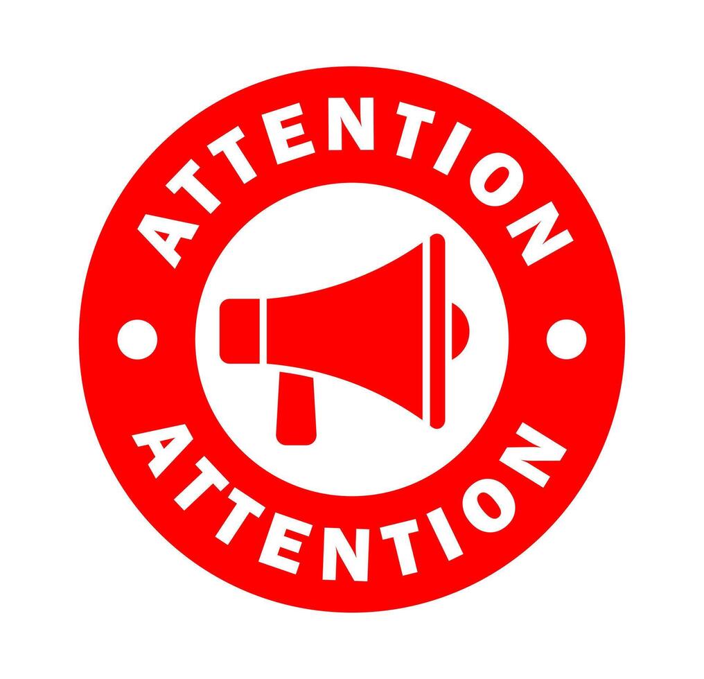 Megaphone news attention round Grunge stamp icon shape symbol. Voice sound speech logo silhouette sign. Loudspeaker amplifier. illustration image. Isolated on white background. vector