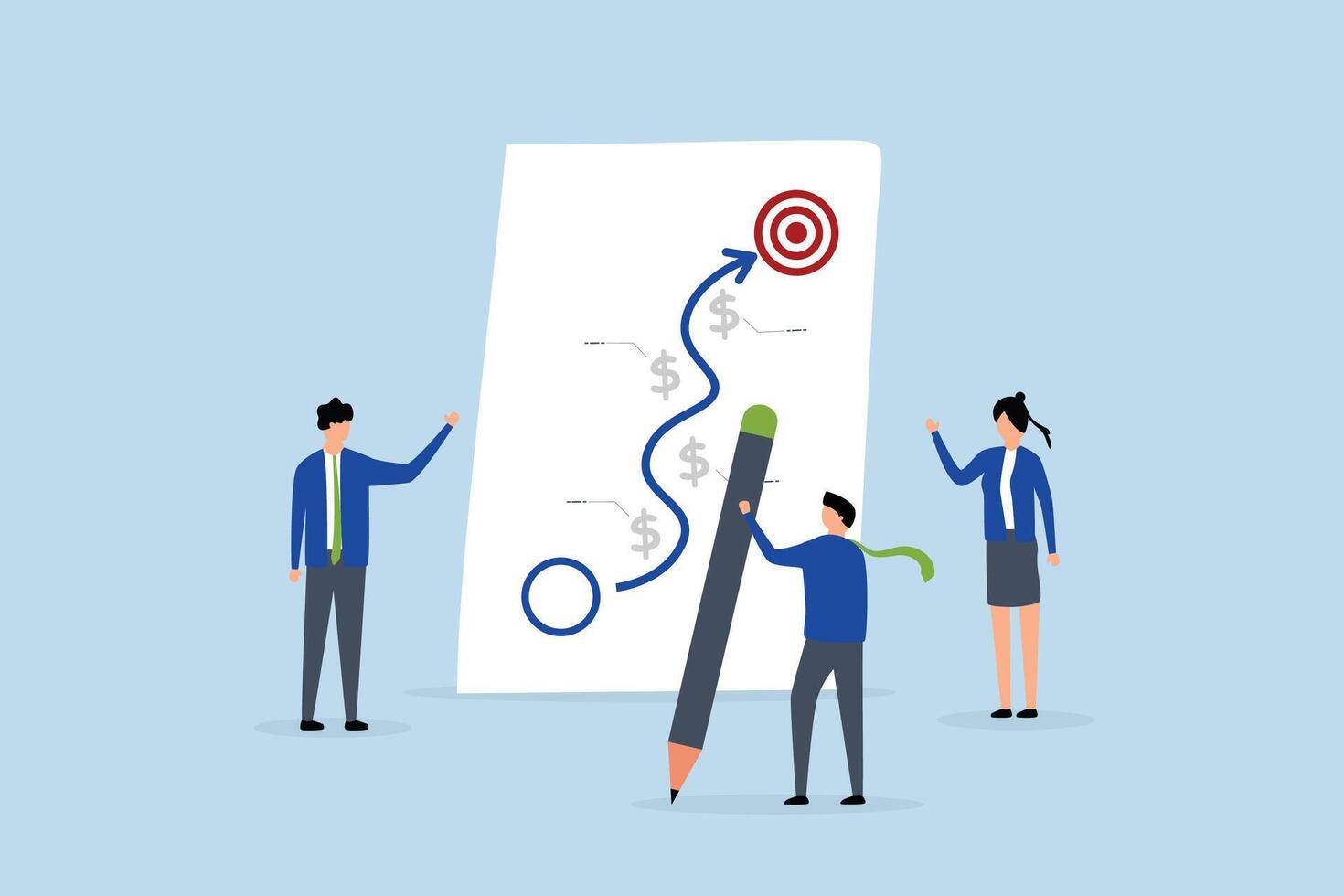Strategic planning, business team planning for success tactic chart. vector