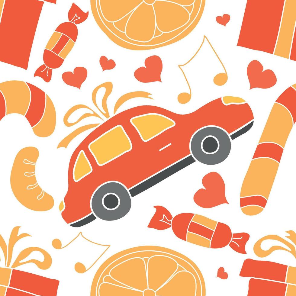 Seamless christmas pattern. New year background. Colored illustration with christmas icons vector