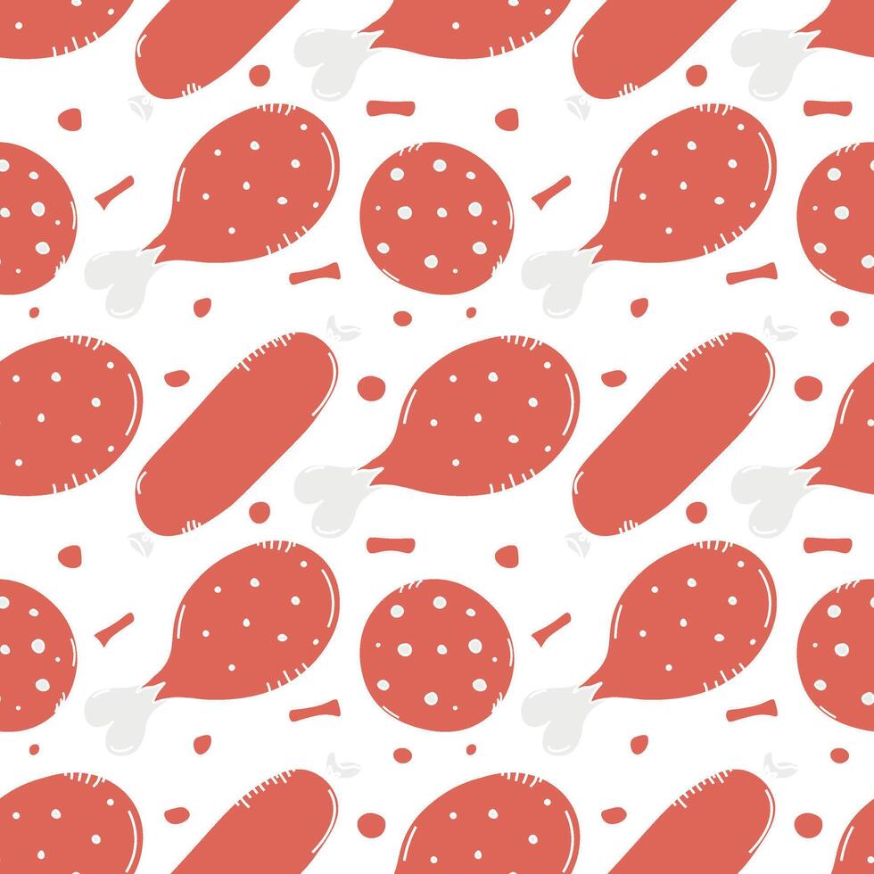 Seamless meat pattern. Doodle meat background. illustration with meat products icons vector