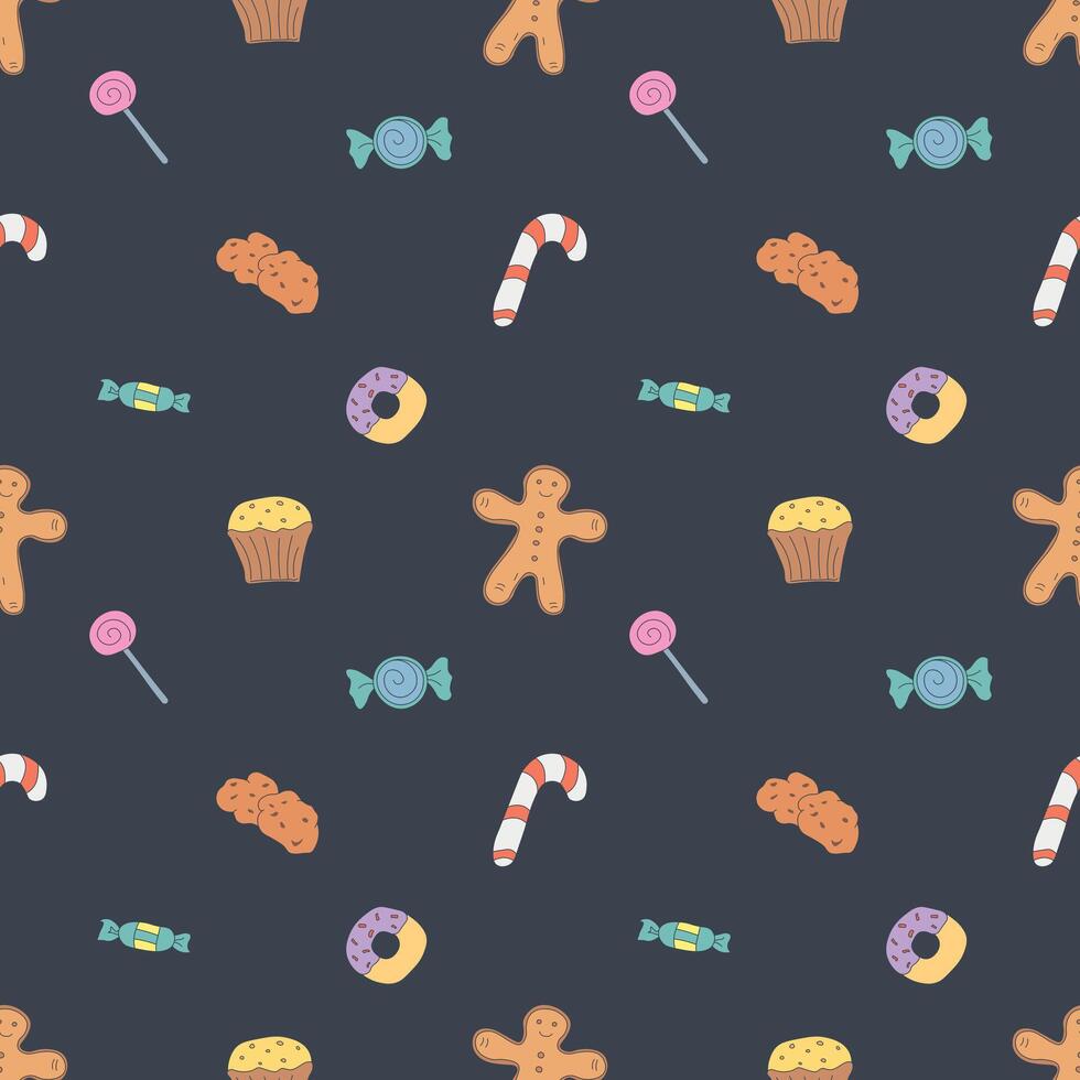 Seamless christmas pattern. New year background. Colored illustration with christmas icons vector