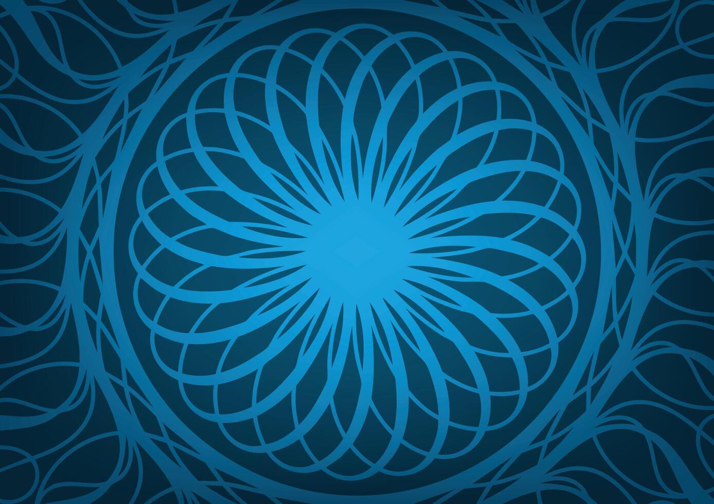 Blue swirl art flower mandala dark gradient background vector