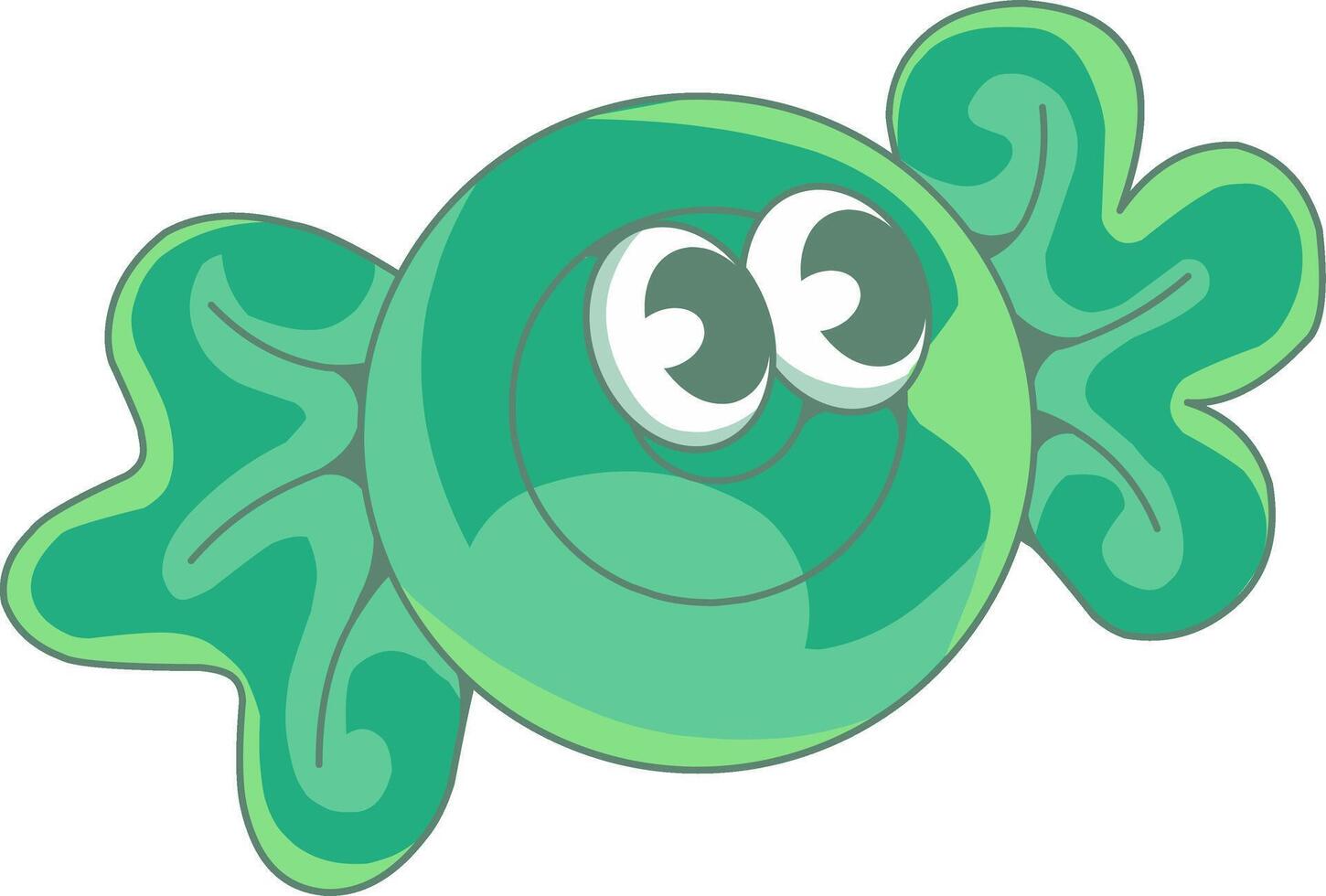A cheerful green cartoon candy with an excited expression.perfect for children's products or sweet treats. vector