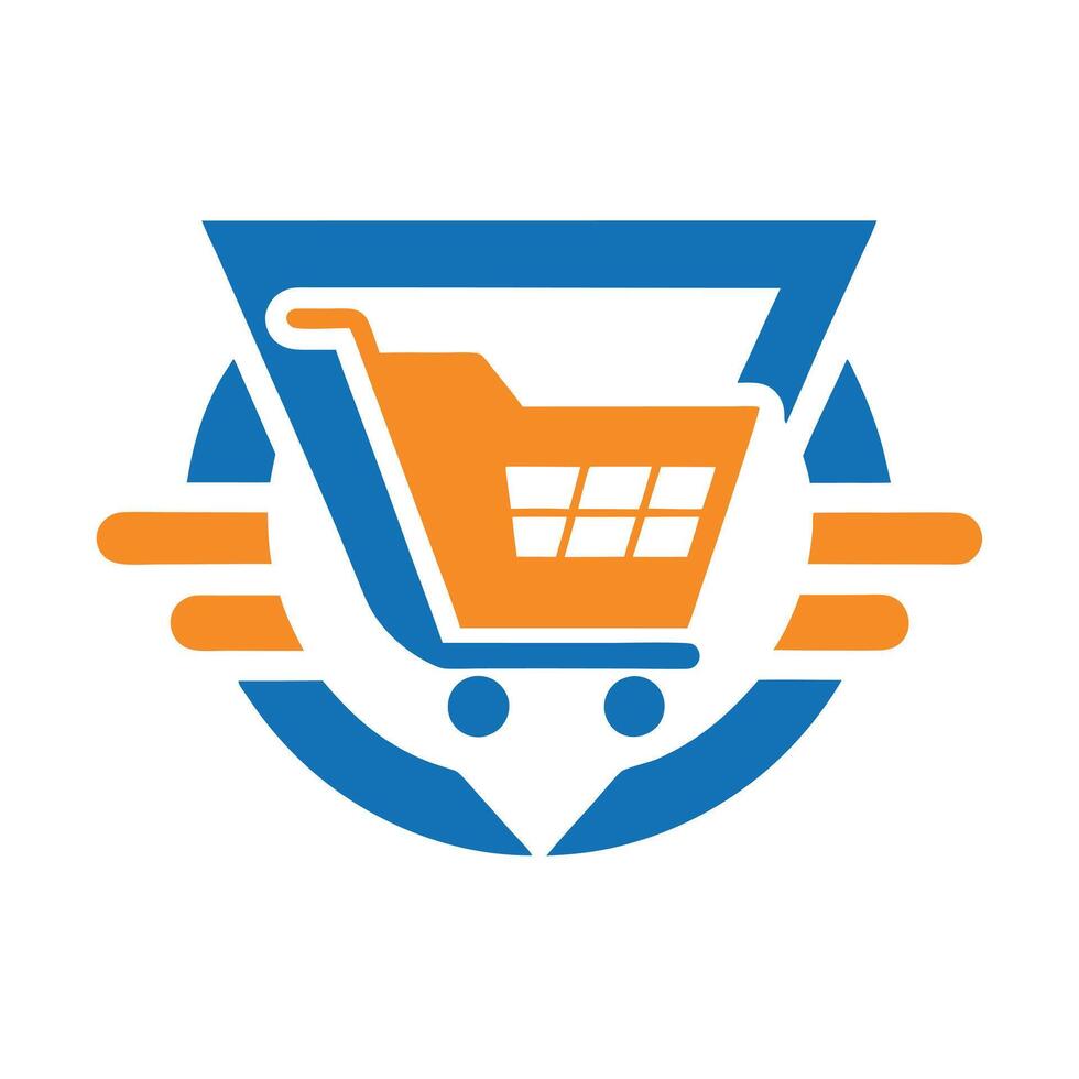 Tech with Shopping Cart Logo Design Illustration for E-commerce and Retail vector