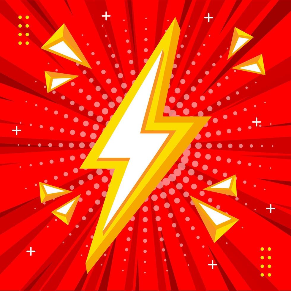 Lightning template isolated on red background. vector