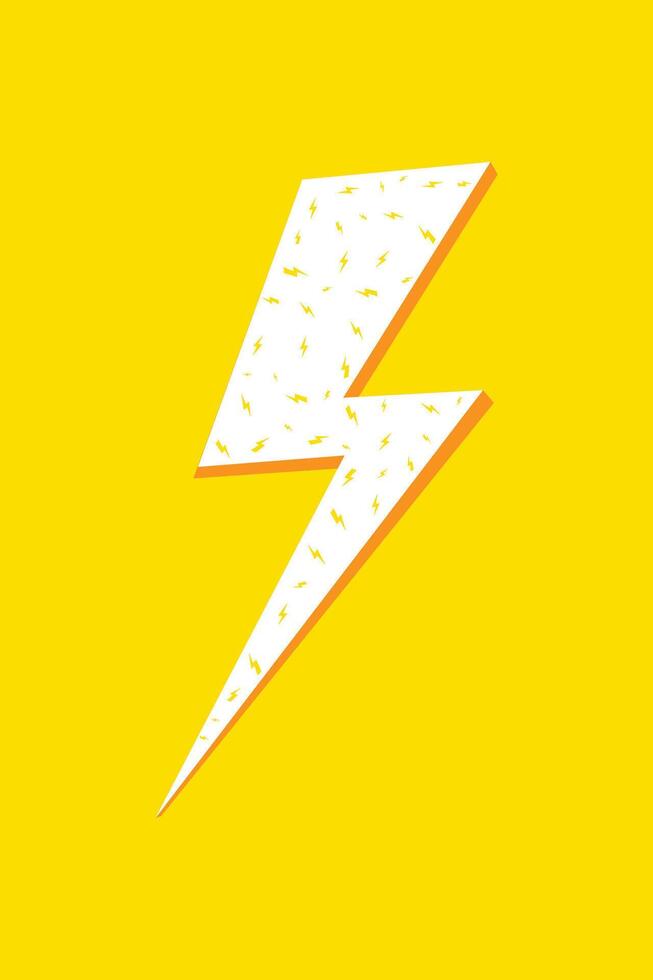 Lightning icon and symbol isolated on yellow background. vector
