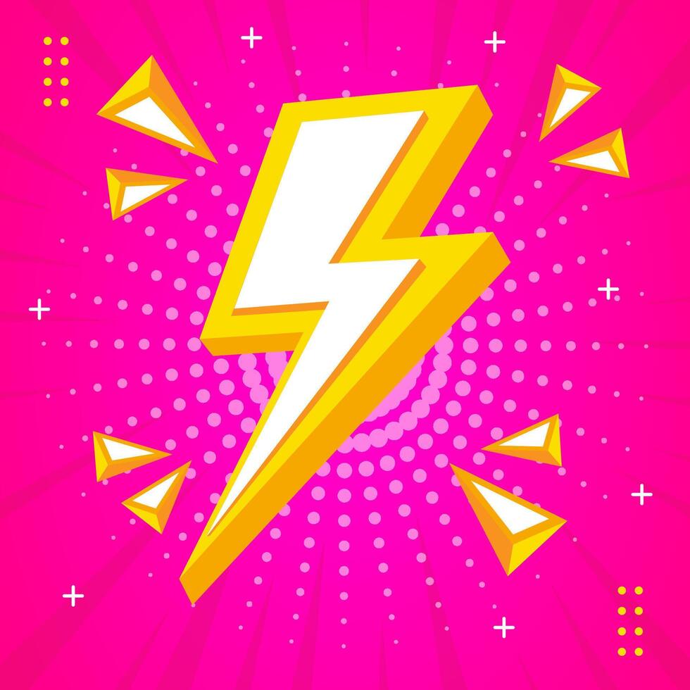 Lightning template isolated on purple background. vector