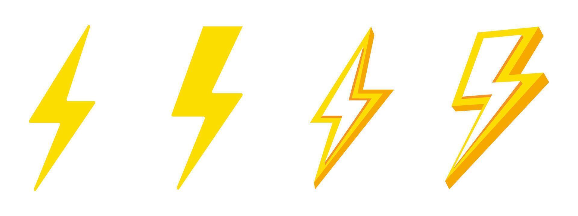 Lightning icon and symbol isolated on white background. vector