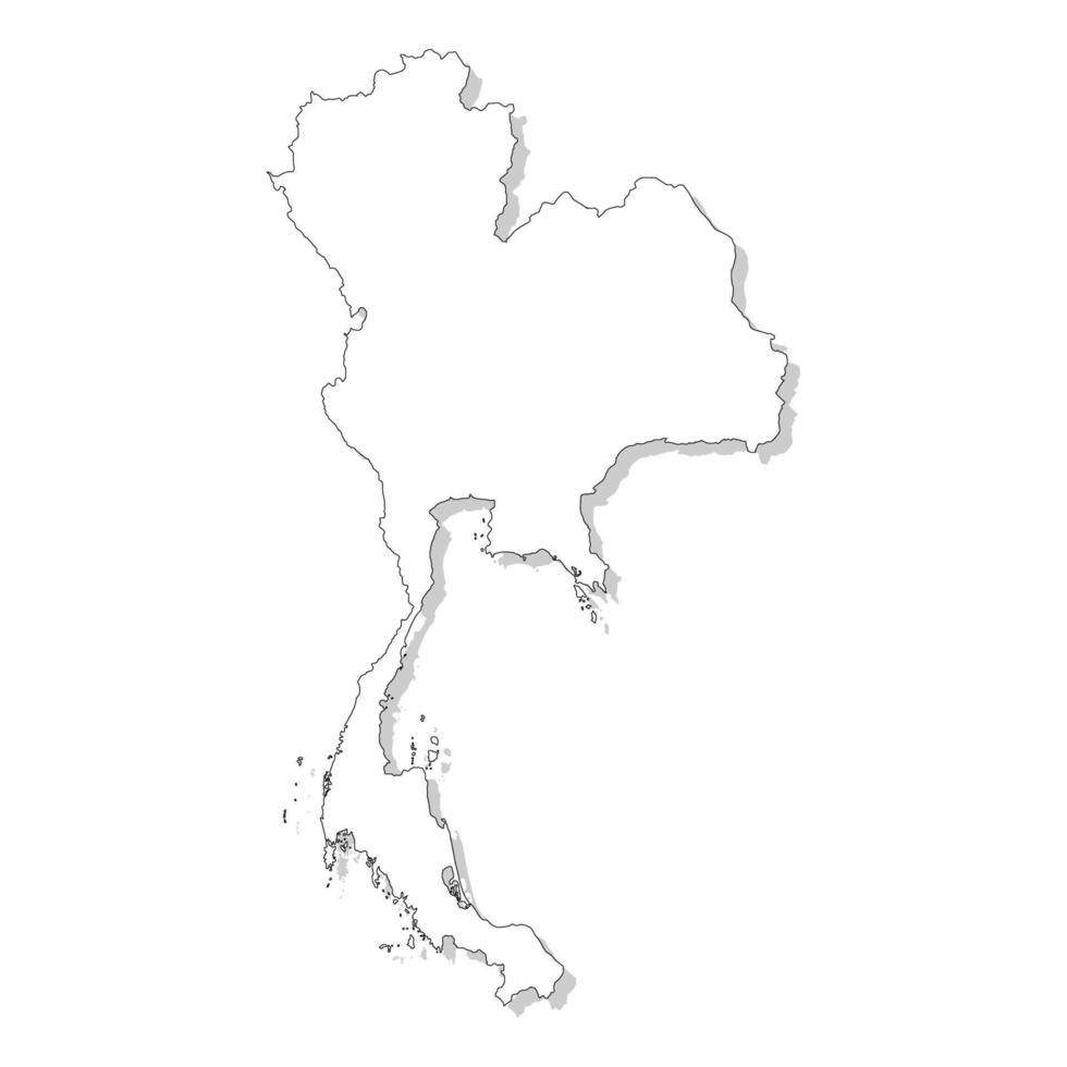 Thailand map line. Black and white concept. vector