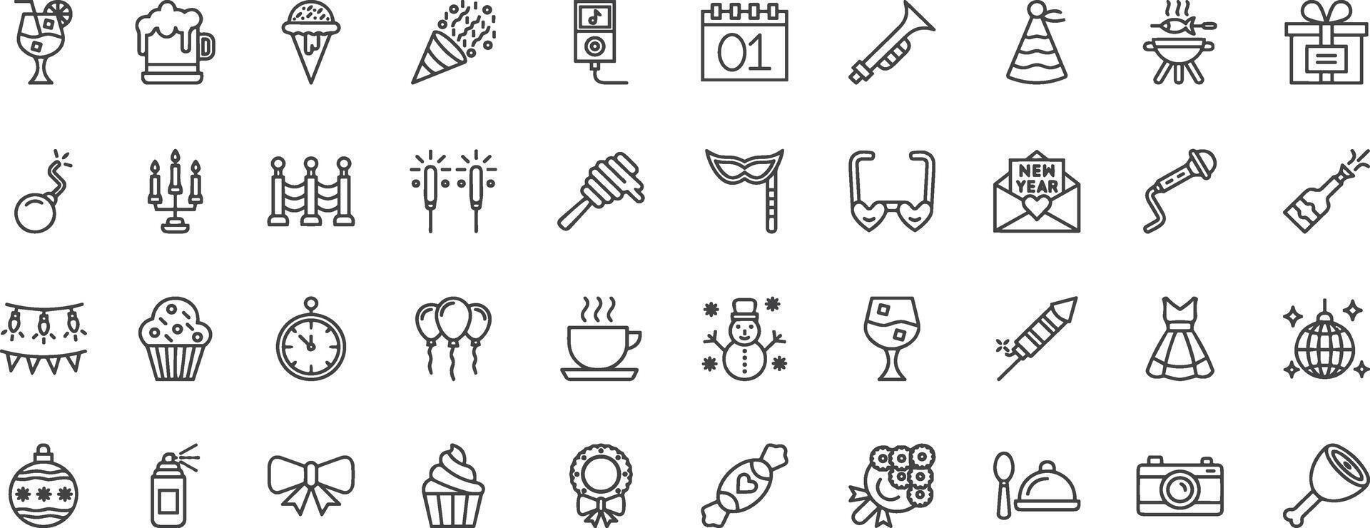 New Year Icons Set. vector