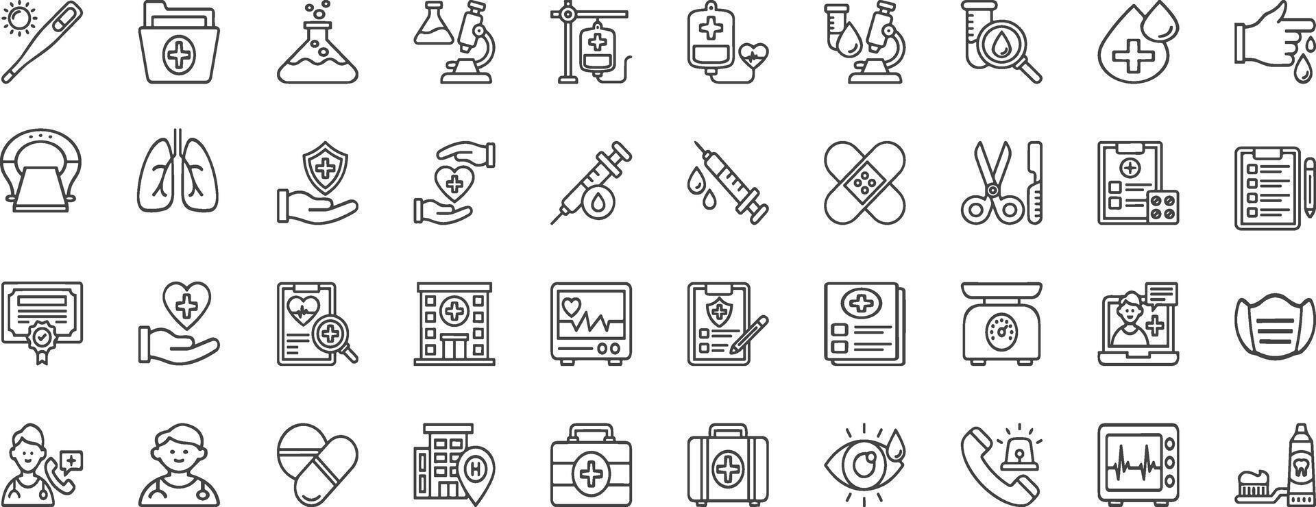 Health and Medicine Icons Set. vector