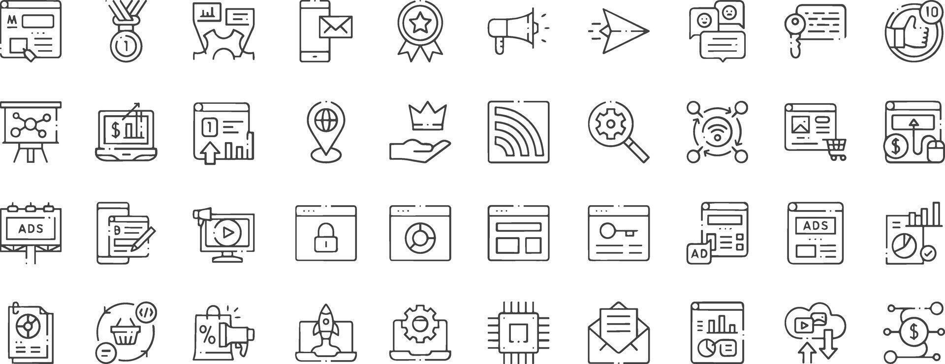 Digital Marketing Icons Set. vector