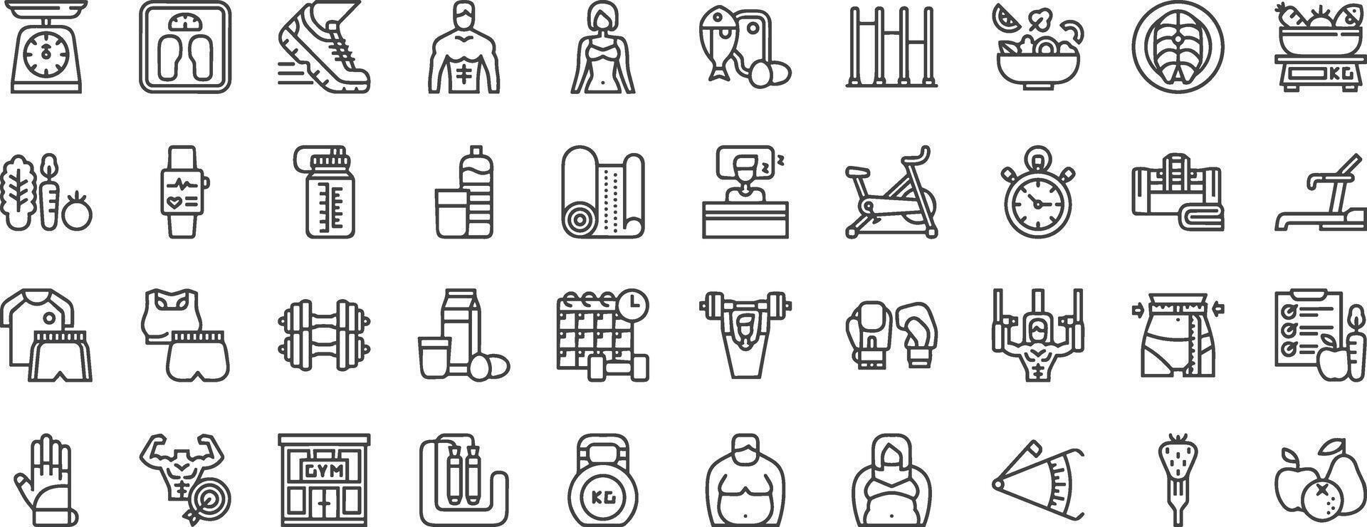Fitness Icons Set. vector