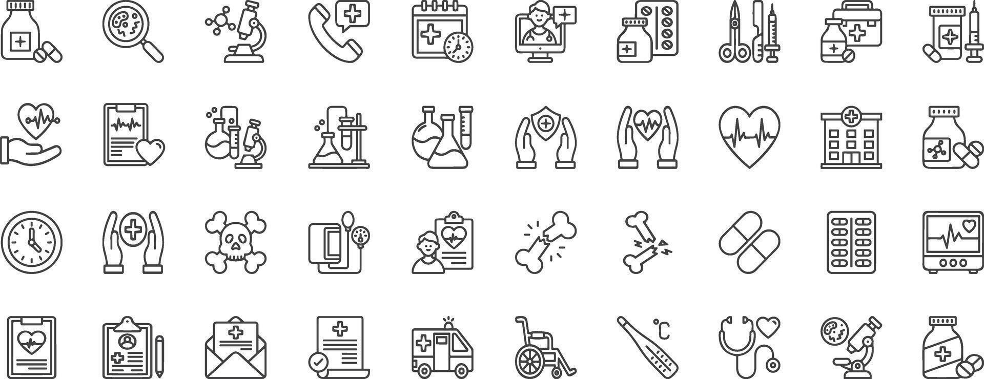 Health and Medicine Icons Set vector