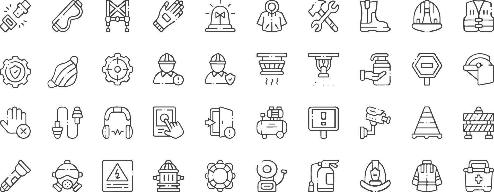 Labor protection and safety Icons Set. vector
