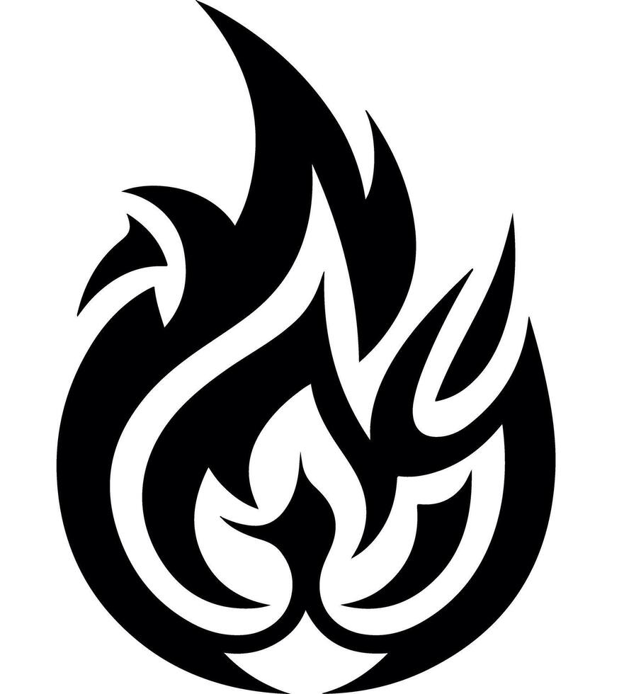 Abstract Tribal Flame Illustration in Black and White vector