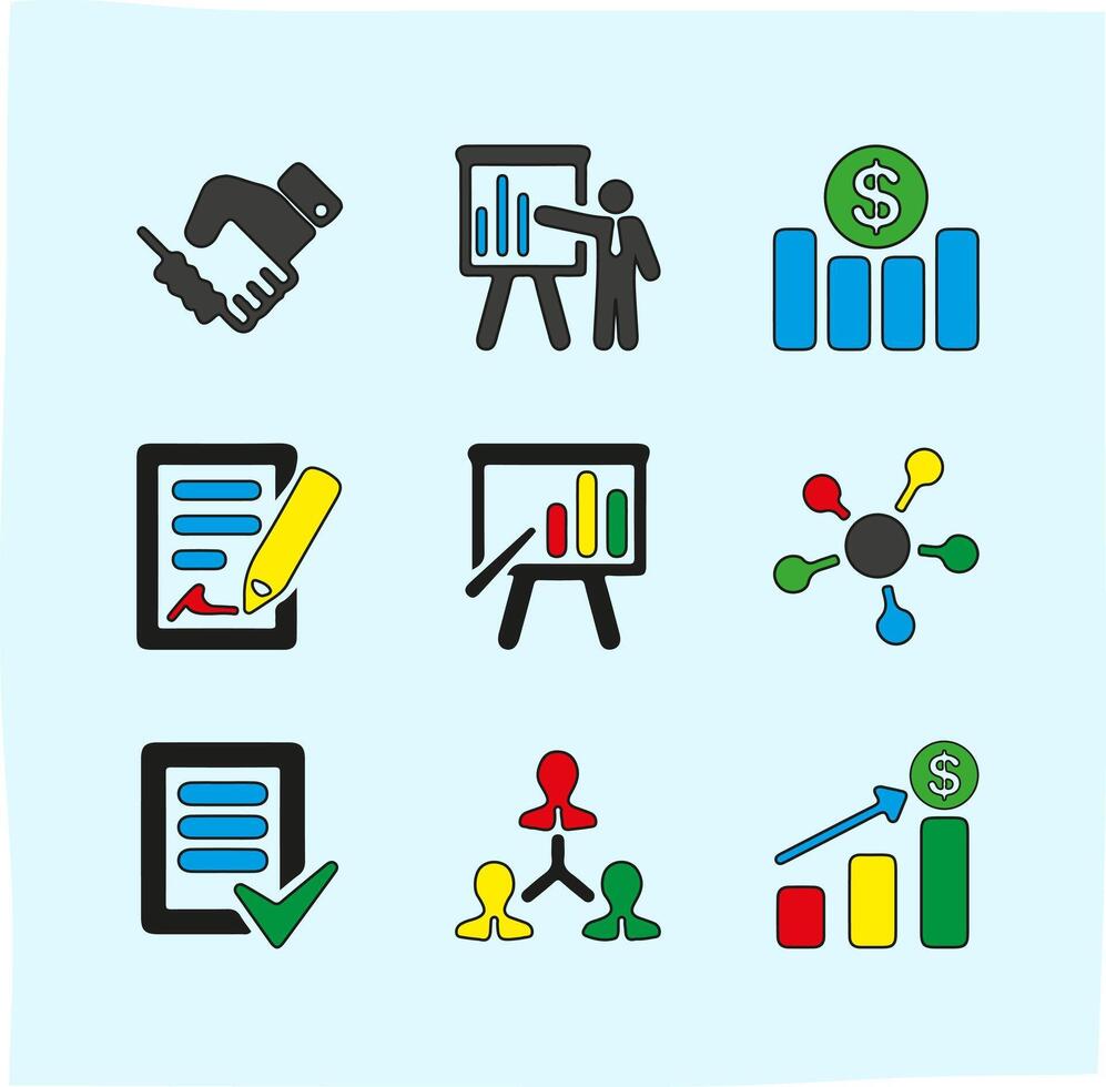 A set of icons related to business and finance, suitable for related content. vector