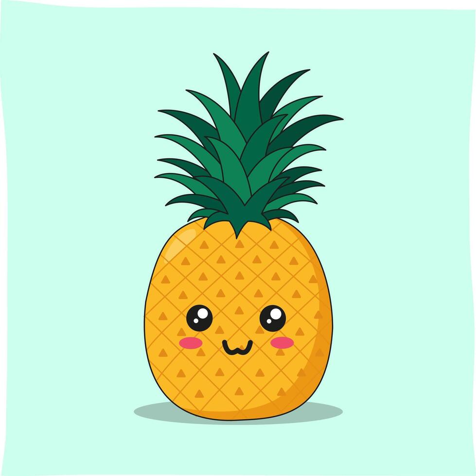 Cute pineapple fruit doodle cartoon, suitable to be used as a related mascot vector
