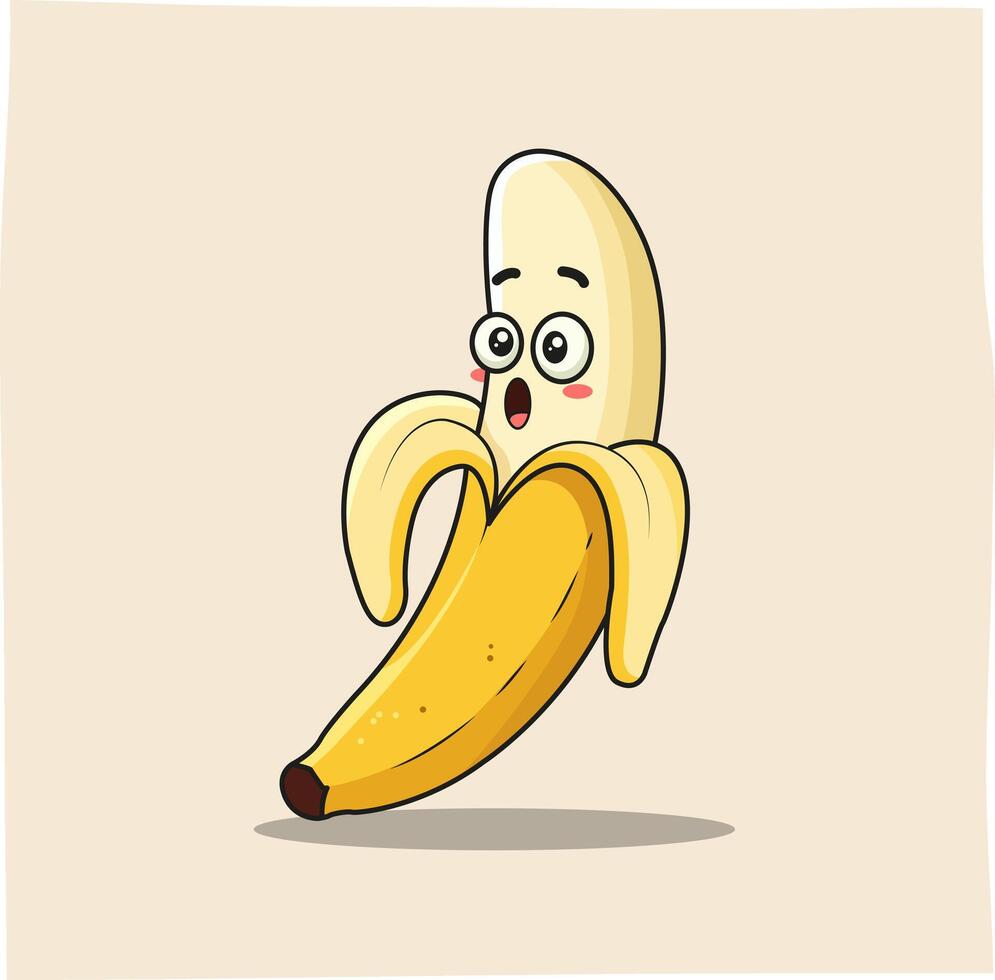 Cute banana doodle cartoon, suitable to be used as a related mascot vector
