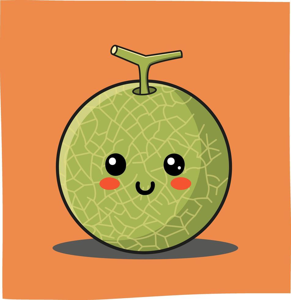 Cute melon fruit doodle cartoon, suitable to be a related mascot vector