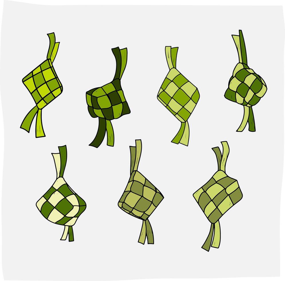 Set of ketupat images for Ramadan and Eid content, suitable for related content vector
