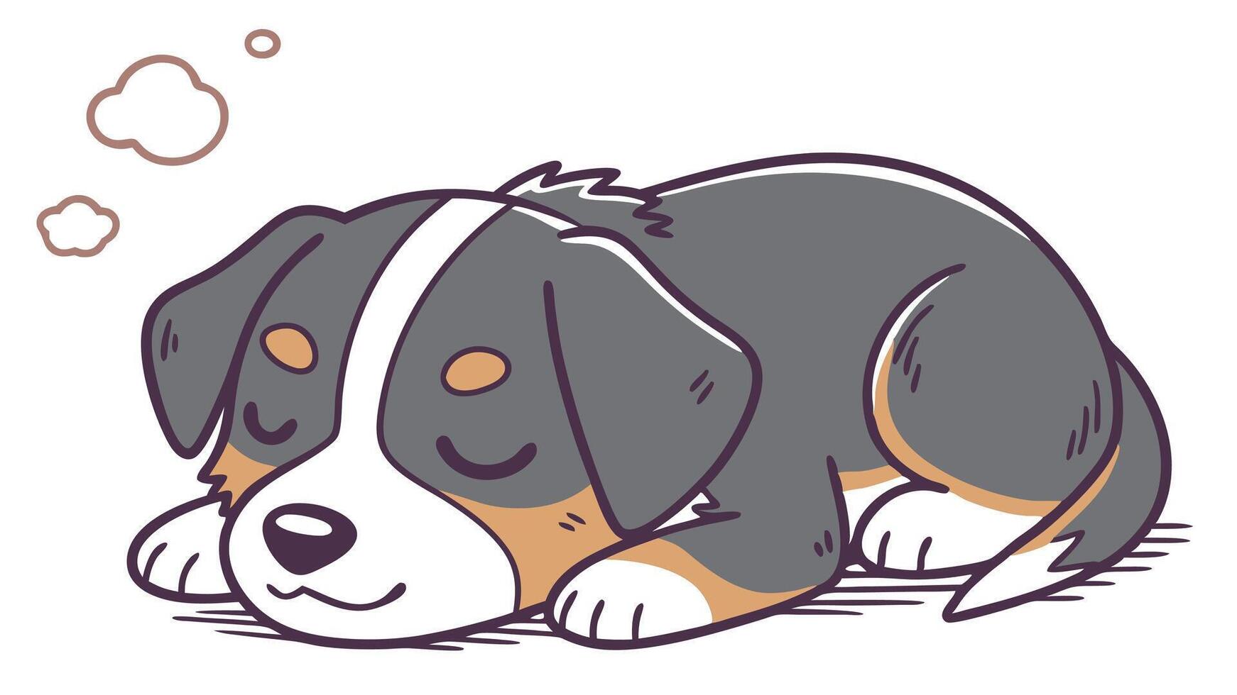 A cartoon dog sleeping on the ground vector