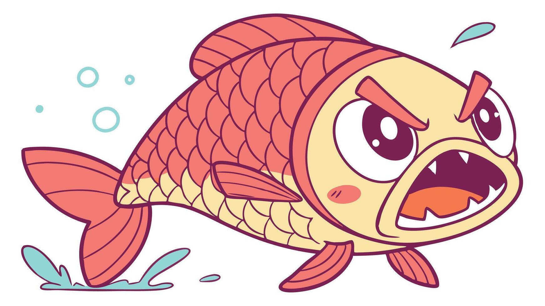 Angry fish illustration vector