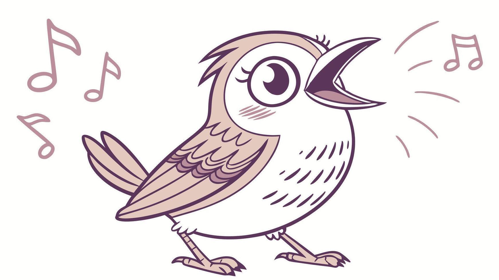 A cartoon bird singing with musical notes vector
