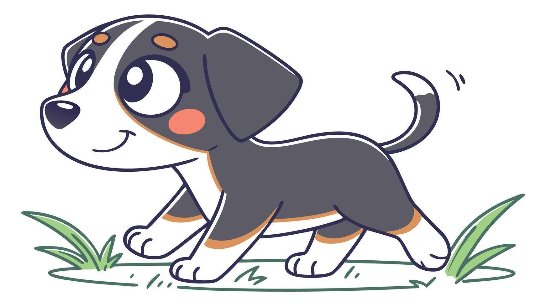 A cartoon dog walking on grass vector