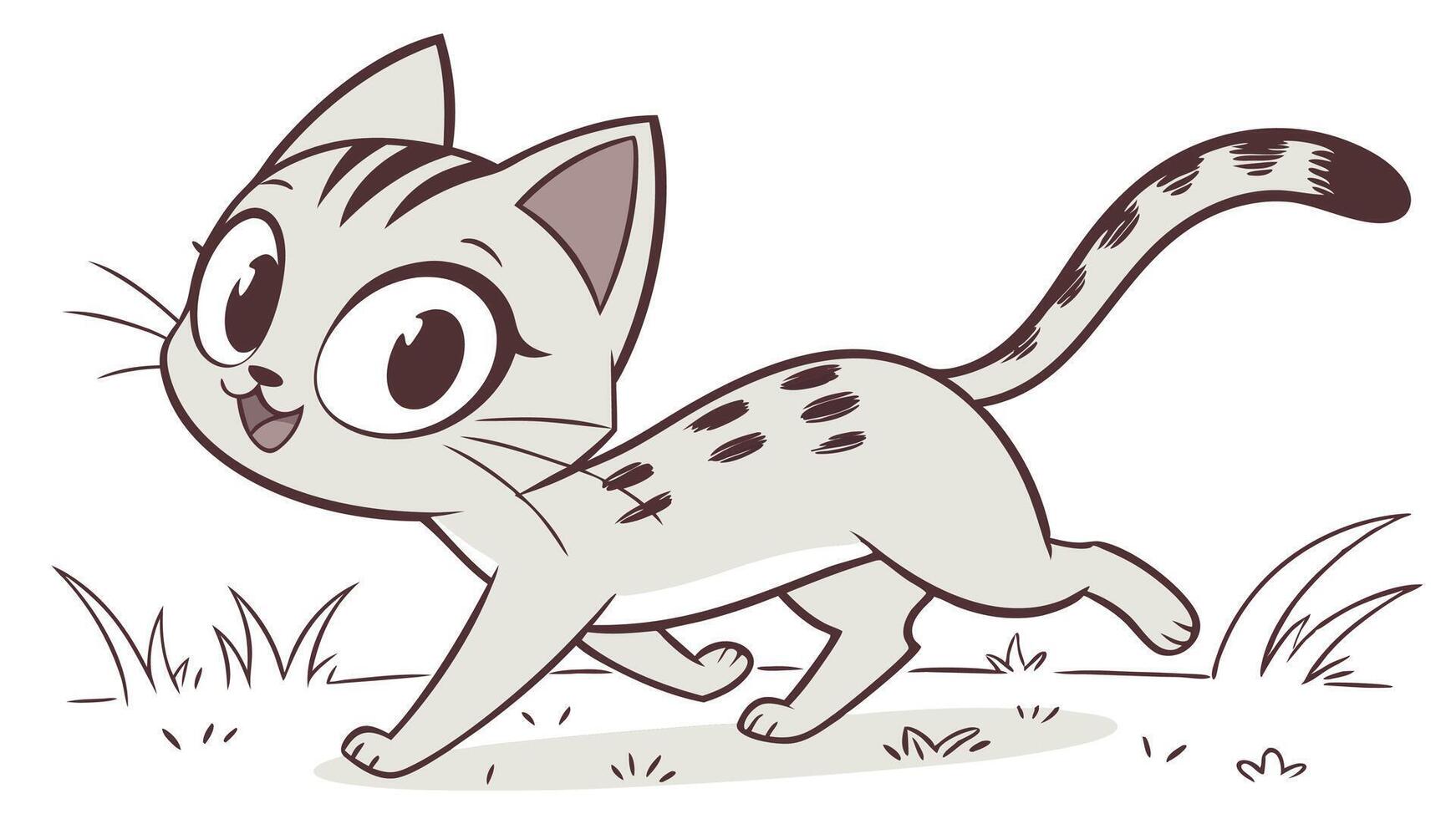 A cartoon cat running in the grass vector